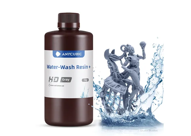 Фото 2 - Фотополімерна смола Anycubic HD Water-Wash Resin+ GREY