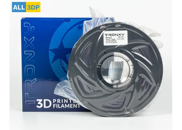Фото 5 - Сірий PETG філамент (пластик) для 3D принтера 1кг, 1.75мм, 330м Tronxy