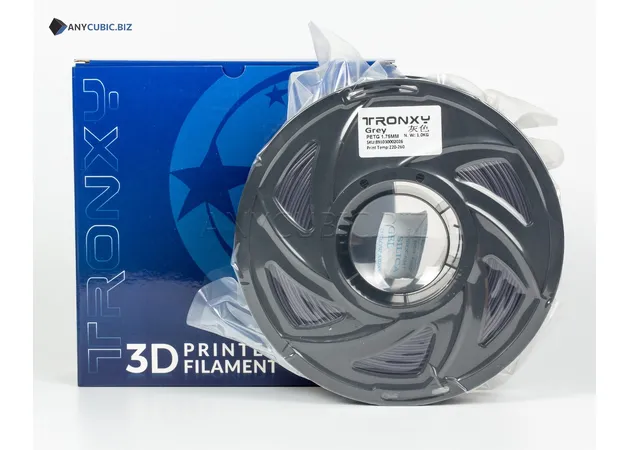 Фото 2 - Сірий PETG філамент (пластик) для 3D принтера 1кг, 1.75мм, 330м Tronxy