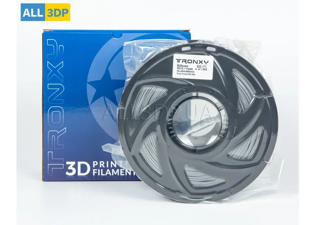 Фото 5 - Сріблястий PETG філамент (пластик) для 3D принтера 1кг, 1.75мм, 330м Tronxy