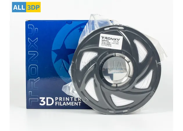 Фото 5 - Білий PETG філамент (пластик) для 3D принтера 1кг, 1.75мм, 330м Tronxy