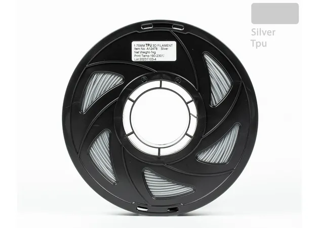 Фото 2 - Silver TPU 95A Filament for 3D Printer 1 kg