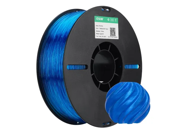 Фото 2 - eSUN TPU-95A Translucent Blue Flexible TPU Filament 1 kg